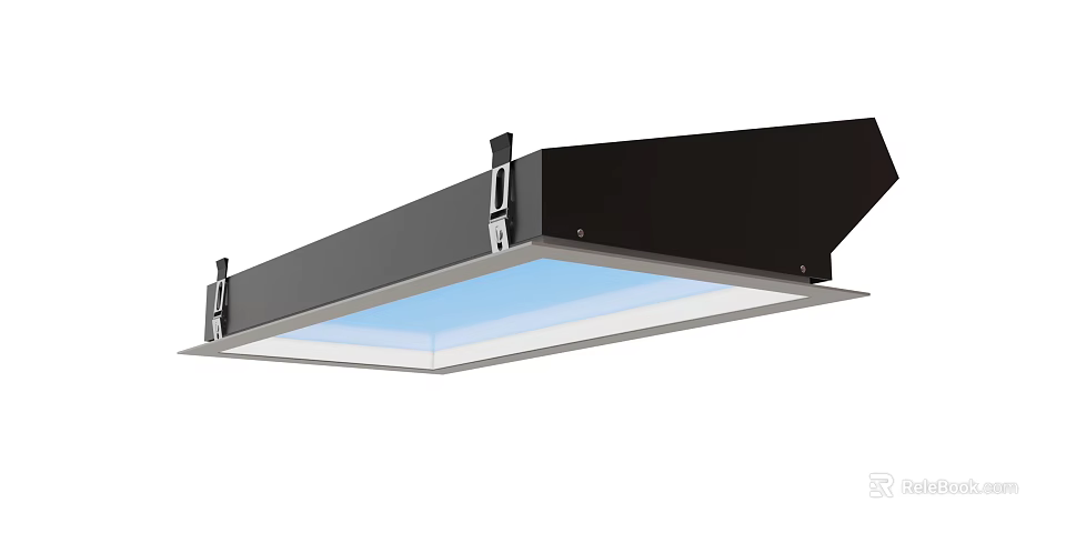 Modern Black Square Ceiling Light With LED Illumination And Transparent Acrylic Panel 3d model 