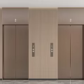 Modern Elevator Interior With Brown Doors Wooden Textured Walls And Number 2