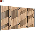 Wooden Decorative Wall With Textured Grain Pattern And Modern Panel Arrangement 3d model