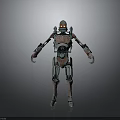 Futuristic Robot Character Featuring Mechanical Body Structure And Metallic Armor Details