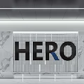 Modern Office Reception Area With HERO Logo Marble Walls And Seating