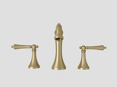Golden Brass Bathroom Faucet With Two Handle Three Piece Design And Elegant Finish 3d model