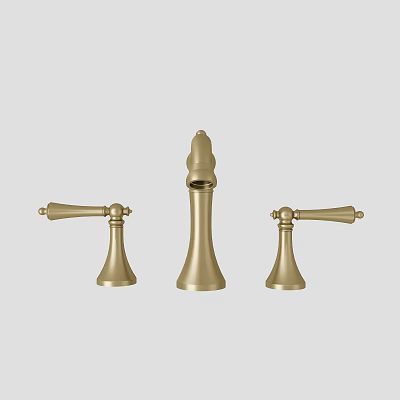 Golden Brass Bathroom Faucet With Two Handle Three Piece Design And Elegant Finish 3d model