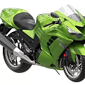 Green Sport Motorcycle With Streamlined Body Black Seat And Hayabusa Design
