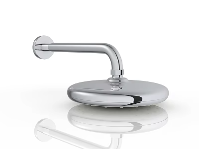 Modern Chrome Wall Mounted Shower Head With Sleek Round Design 3d model