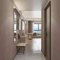 Modern Hotel Room Interior With Beige Walls Bed TV Table And Chair