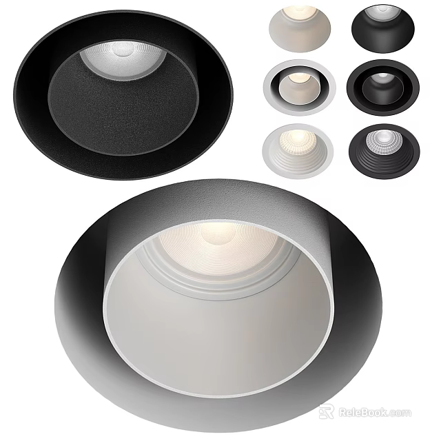 Modern Downlights and Spotlights With Black White Design And Recessed Mount Ceiling Lighting 3d model 