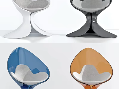 Modern Leisure Chair With Multiple Colors And Ergonomic Curved Base Design 3d model