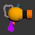 Colorful Cartoon Toy Gun 3D Model With Yellow Body Orange Nozzle And Purple Grip