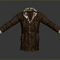 Brown Leather Coat With Fur Collar Belted Design And Long Sleeves Pockets
