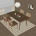 Nordic Dining Table and Chair Combination Dining Table and Chair 3d model