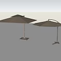 Outdoor Brown Umbrellas With Different Designs And Metal Stand Structures 3d model