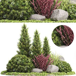 Modern Shrub Plants Pile Flower-bed Garden 3d model