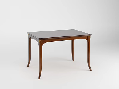 Classic Wooden Dining Table With Dark Brown Top And Elegant Curved Legs Design 3d model