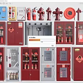Comprehensive Fire Safety Equipment Assortment Featuring Extinguishers Hydrants Cabinets and Hoses 3d model