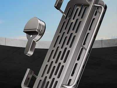 Stainless Steel Kitchen Dish Drainer With Perforated Design And Wall Mounted Holder 3d model