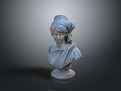 Classical Plaster Female Bust Decorative Furniture Piece With Elegant Drapery And Headdress Design 3d model