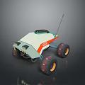 Rugged Terrain Exploration With 1955 Retro Rover And Large Treaded Wheels