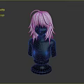 Woman Mannequin Head Feature With Long White Hair On Gray Background