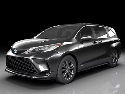 Black Toyota Minivan With Modern Design LED Headlights And Black Wheels 3d model
