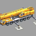 Yellow Heavy Duty Mobile Crane Featuring Long Boom Cab Multiple Wheels And Stabilizer Legs 3d model