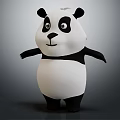 Cute Friendly 3D Cartoon Panda Character With Black White Fur Standing Pose