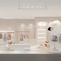 Cozy Modern Children's Clothing Store with Mannequins Racks Shoes Display Table and Cloud Lamp