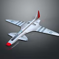 White Model Airplane With Gray Stripes Red Nose And Tail Star Markings