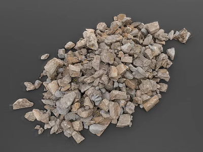 Pile Of Natural Stone And Wood Chunks For Building Materials 3d model