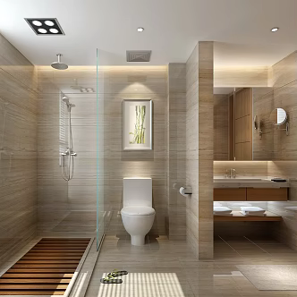 Modern Toilet Spray Shower Wash Table Wash Basin Decorative Mirror 3d model