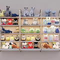 Multi Tiered Display Shelves Showcasing Colorful Plush Toys And Stuffed Animals