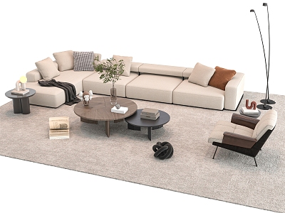 Sofa Coffee Table Combination Multi-person Corner Sofa Coffee Table Leisure Chair Side Table Corner Table model