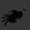 Realistic Crab Figure With Colorful Rubiks Cube On Gray Background
