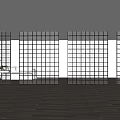 White Grid Room Divider With Flowers And Bench In Modern Interior