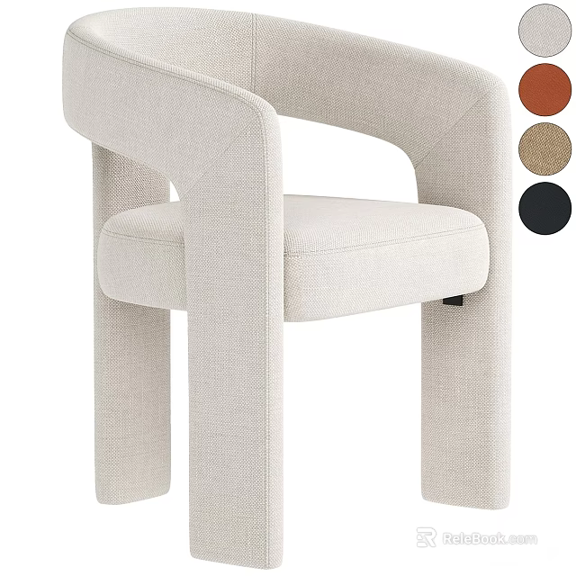Modern Beige Accent Chair With Armrest And Multiple Color Options 3d model 
