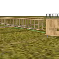 Wooden Pavilions In Golden Wheat Field With Hills And Trees Background