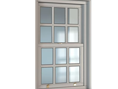 Stylish Modern Casement Window With Multiple Glass Panes And White Frame Design 3d model