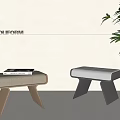 modern sofa stool low stool 3d model