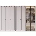 Modern Wardrobe With Multiple Doors Glass Panels And Interior Clothing Storage 3d model