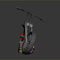 Custom Chopper Motorcycle With Red And Black Body Long Handlebars Metallic Surface And Red Rims
