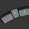 Futuristic Control Console Featuring Multiple Screens Green Interface And Control Knobs