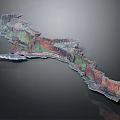 Realistic 3D Terrain Model With Colorful Geological Layers And Canyon Structures 3d model