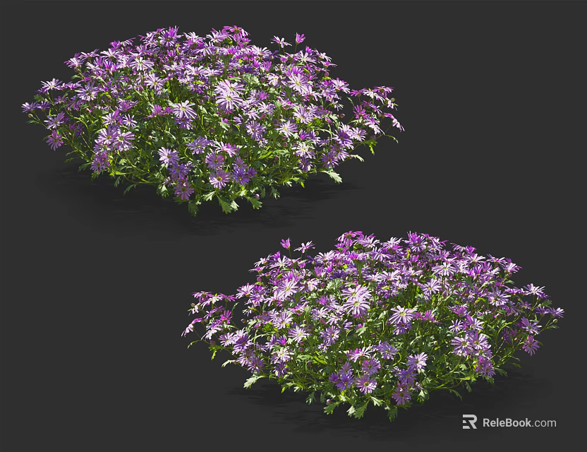 Elegant Purple And White Flowers In Decorative Vase For Home Decoration 3d model 
