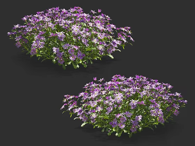 Elegant Purple And White Flowers In Decorative Vase For Home Decoration 3d model