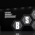Check in System With Hexagon Logo Showcase Display For Brand And Promotion