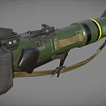 Green Rocket Launcher With Scope Yellow Stripe Black Components And Shoulder Strap 3d model
