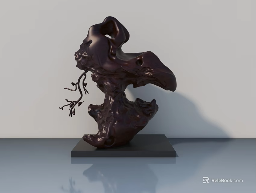 Dark Brown Hinged Swing Door With Modern Design For Home Interior 3d model