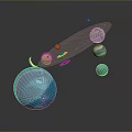 3D Render Of Colorful Celestial Bodies With Planets Moon And Orbit Lines