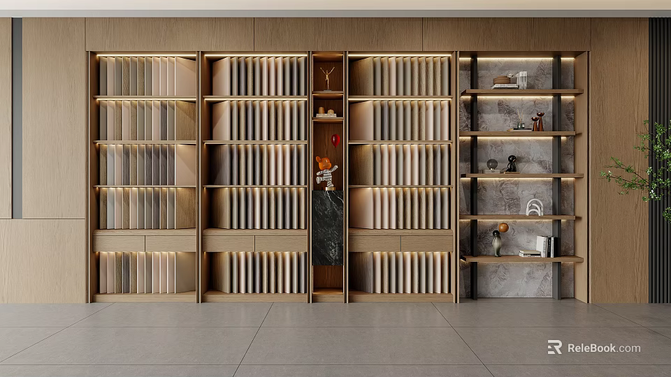 Elegant Modern Wooden Display Shelves With Multi Layer Open Design For Retail Product 3d model 