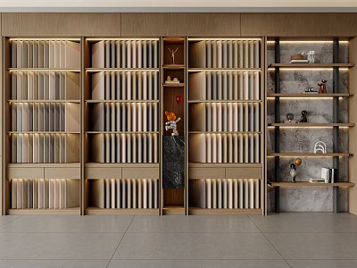 Elegant Modern Wooden Display Shelves With Multi Layer Open Design For Retail Product 3d model